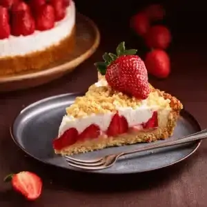 strawberry pie cream cheese crumb cake-one-slice