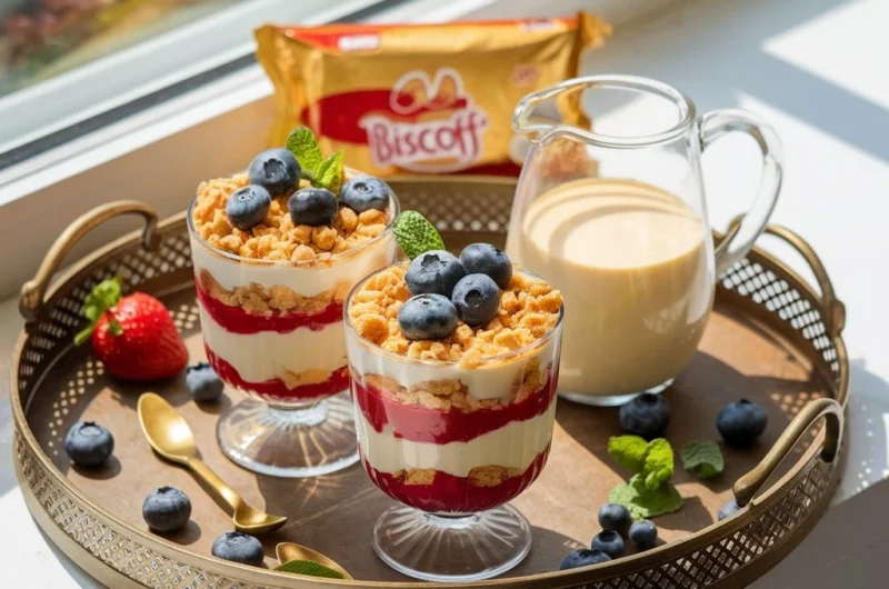 Biscoff and Custard with Layers of Jelly: An Easy, Elegant Dessert Recipe