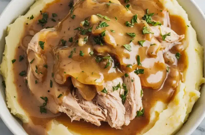 Shredded Chicken Gravy on Mashed Potatoes: A Comfort Food Classic