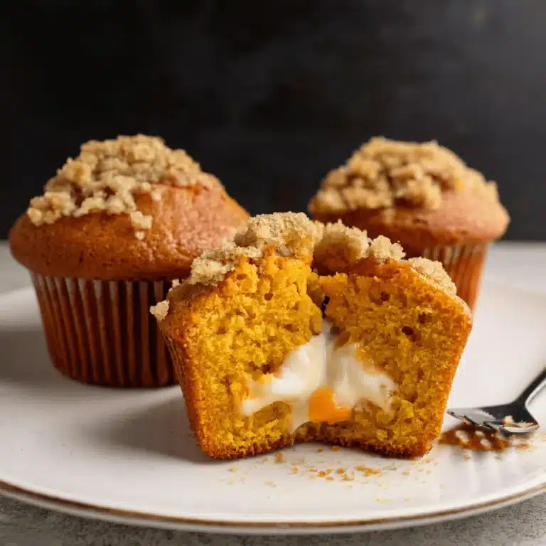 pumpkin streusel muffins with cream cheese filling