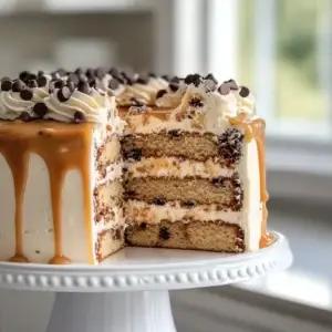 Chocolate Chip Cake with Caramel Drip Recipe