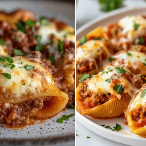 Cheesy Baked Stuffed Shells with Meat Sauce